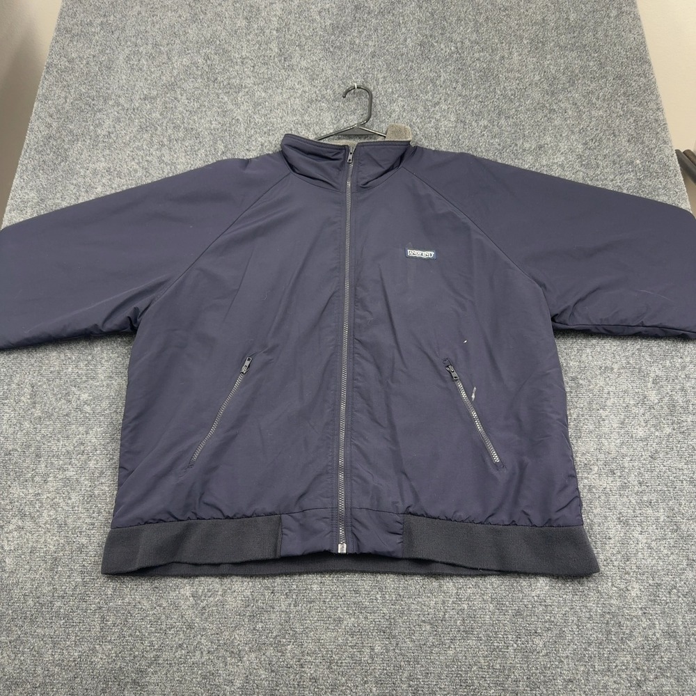 Lands End Jacket Mens XL‎ Navy Nylon Fleece Lined Mock Neck Bomber Gorpcore